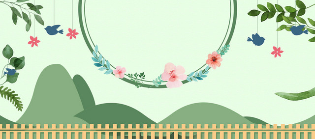 春季上新卡通绿色海报BANNER背景