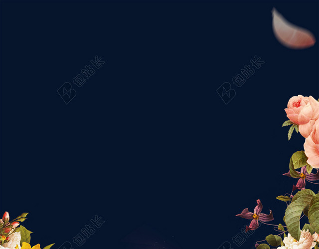 卡通山水小鹿绚丽花朵