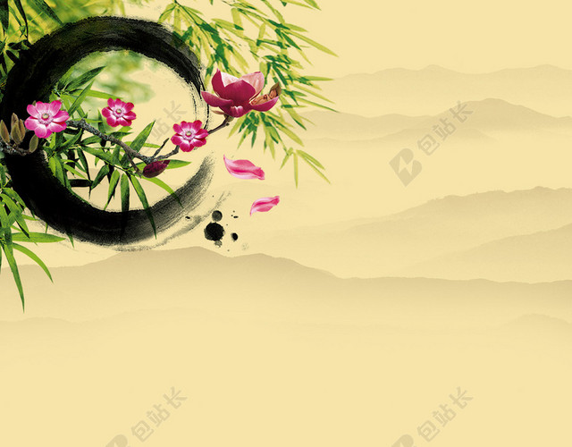 中国山水水墨PSD分层H5背景