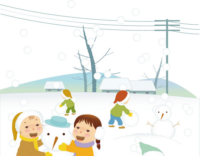 儿童大雪雪人