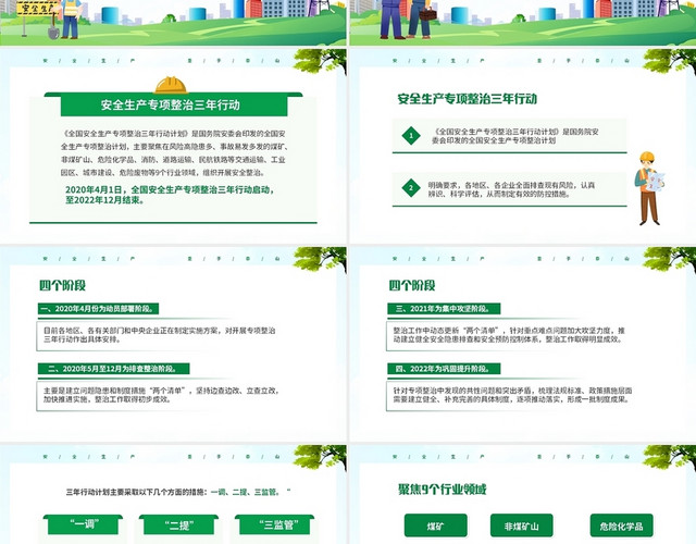 绿色清新简约安全生产专项整治三年行动培训课件PPT