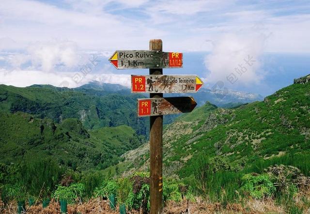 户外自然景观岩石地貌旅游标注指向标方向背景图片