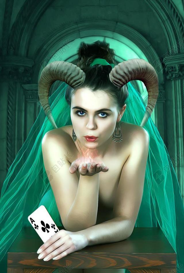 哥特 幻想 女子 幻想的女人 苦艾酒仙女 绿色童话 绿色的女巫