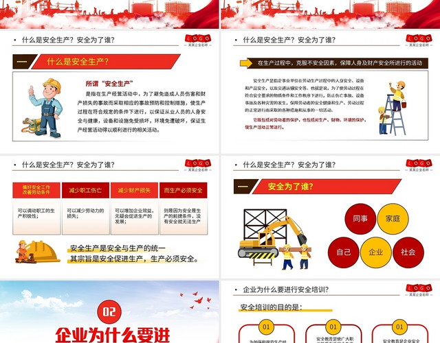 红色简约员工安全生产培训PPT模板
