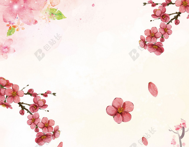 桃花山水水墨画背景