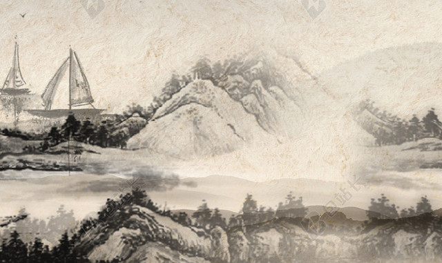 中国风古典梅花山峦背景素材