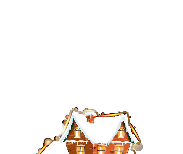 积雪房屋圣诞贺卡矢量素材