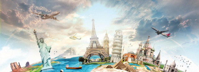 美国旅游梦幻黄色BANNER背景