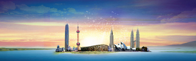 大气城市著名建筑背景BANNER