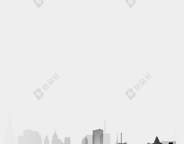灰色简约城市建筑剪影背景