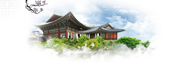 韩国传统建筑背景BANNER