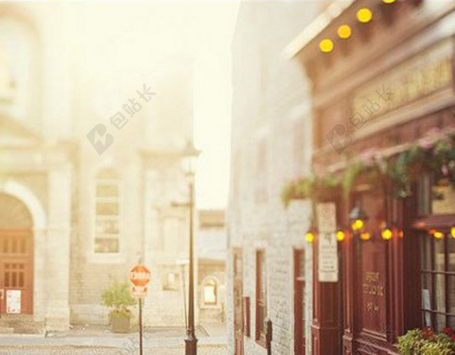 欧式复古路灯建筑背景