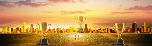 炫酷金色奖杯海报背景BANNER