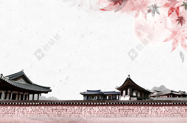 中国古风建筑平面广告背景