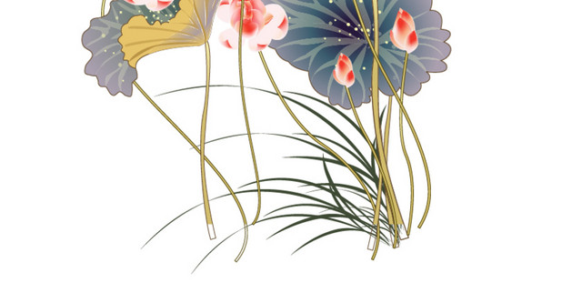手绘荷花素材