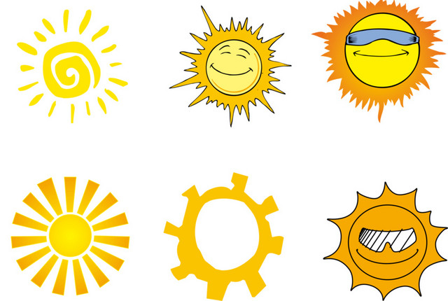 矢量手绘太阳表情素材