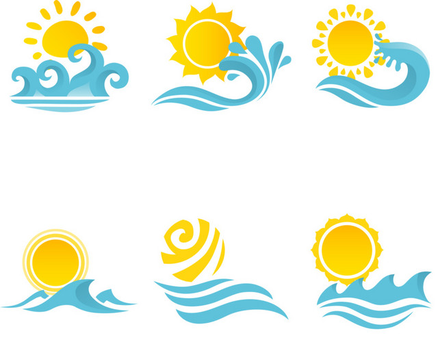 矢量太阳河流素材
