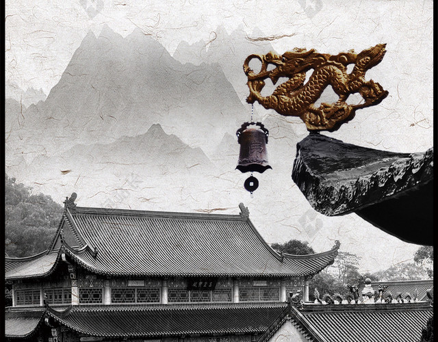 中国风灰白建筑背景
