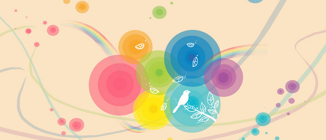 卡通水彩圈圈彩虹线条背景BANNER