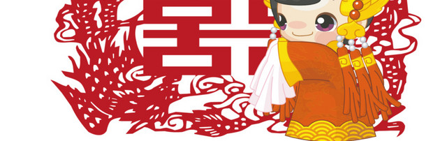 中国传统婚礼卡通人物矢量素材