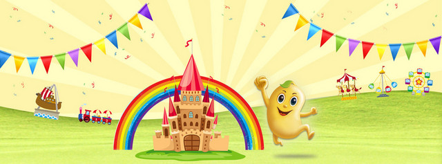 卡通母婴欢庆彩旗背景BANNER