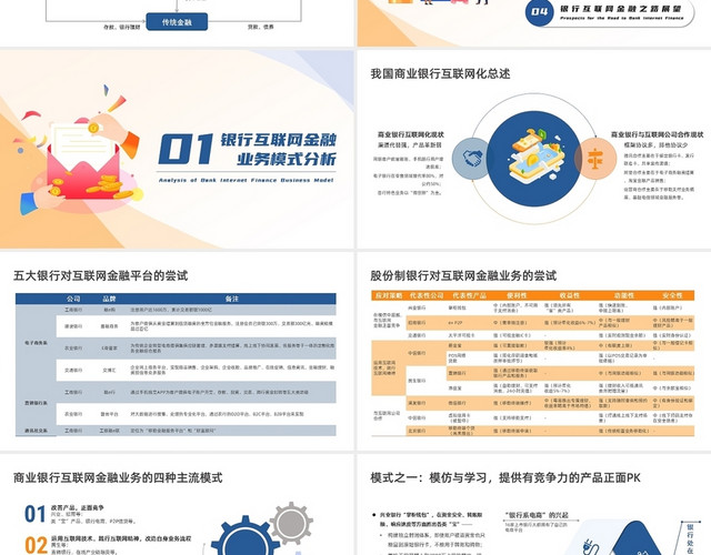 蓝橙色商务简洁金融互联网金融PPT模板