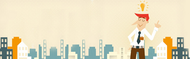 卡通商务人物城市背景BANNER