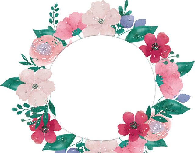 手绘风浪漫婚礼花藤花环