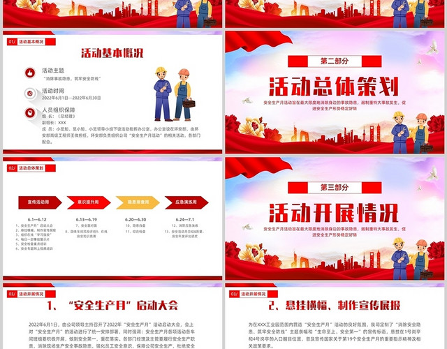 红色炫彩安全生产月总结安全生产工作汇报PPT课件