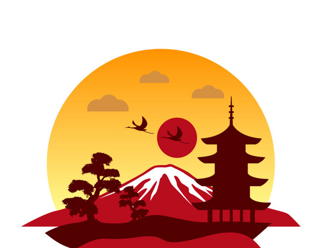 红色日式海报素材
