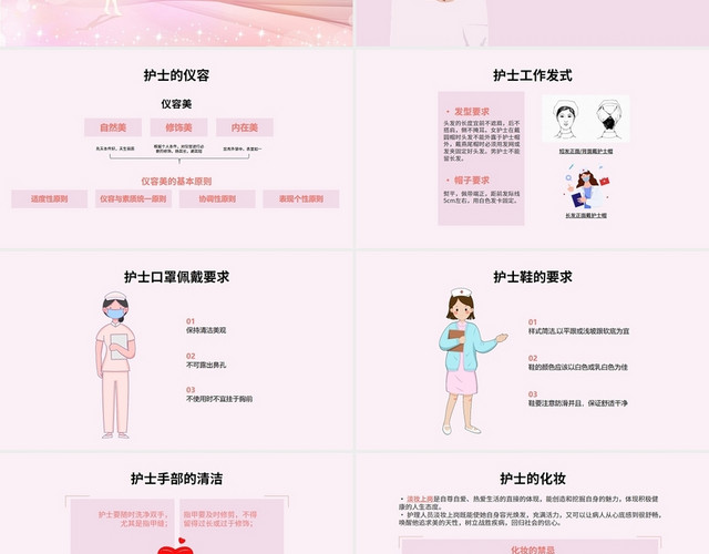 粉色温馨舒适培训护士服务规范与礼仪培训PPT模板