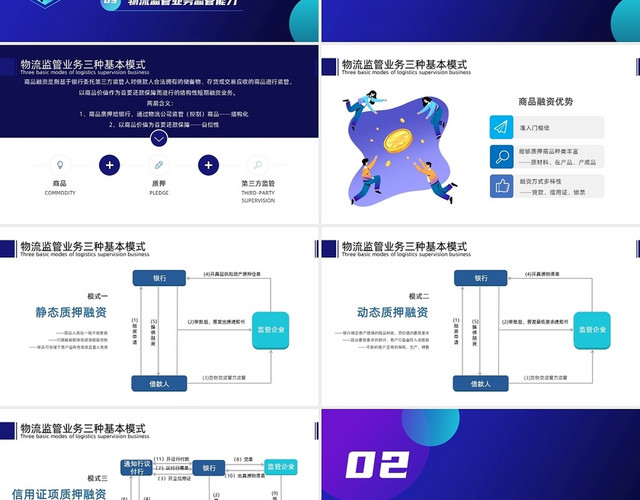 蓝色渐变商务简洁物流融资业务介绍PPT模板