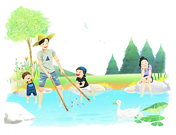 海水里的一家四口