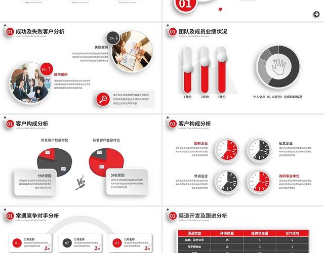 年终总结红色商务稳重撞色微粒体销售部年中总结汇报PPT模板
