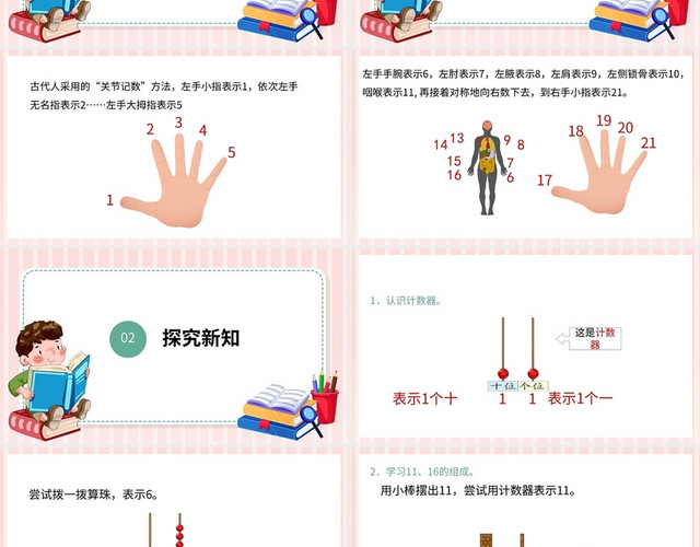 粉色卡通苏教版数学11到20各数的认识说课PPT模板