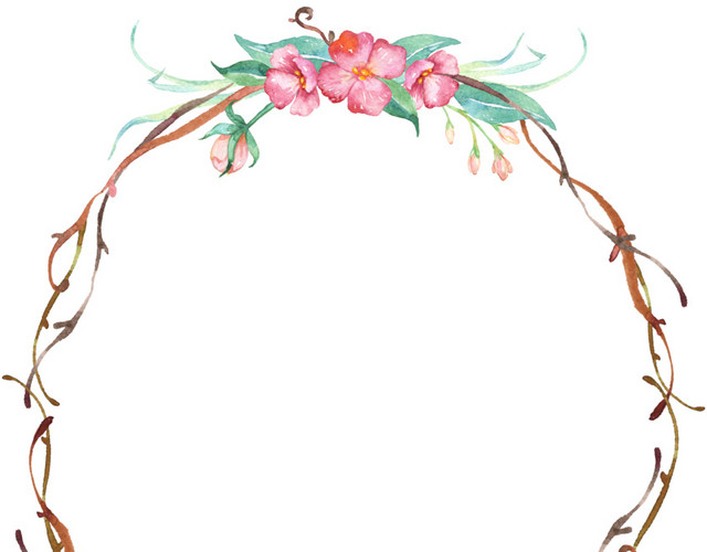 手绘小清新梦幻花环
