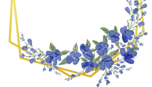 蓝色碎花婚礼请帖