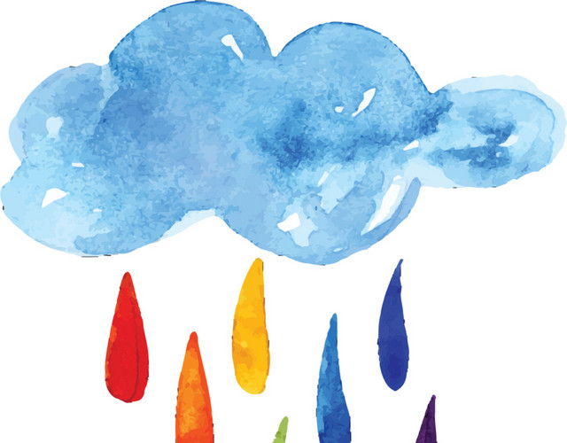 卡通下雨矢量图
