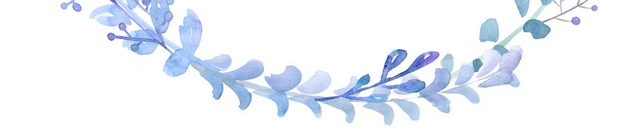 蓝色水彩手绘花环