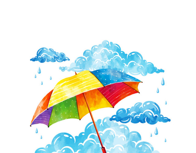 矢量彩虹雨伞