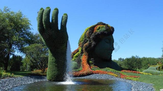 绿色护眼植物雕塑背景图片