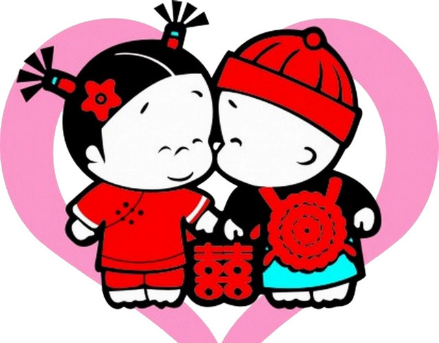卡通小人结婚装饰