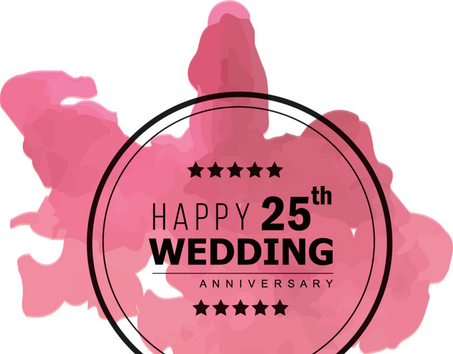 玫红水彩婚礼纪念日