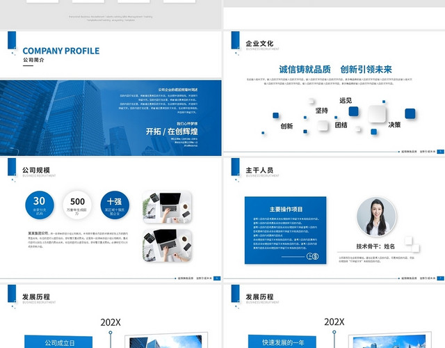 蓝色简约公司介绍企业简介PPT模板