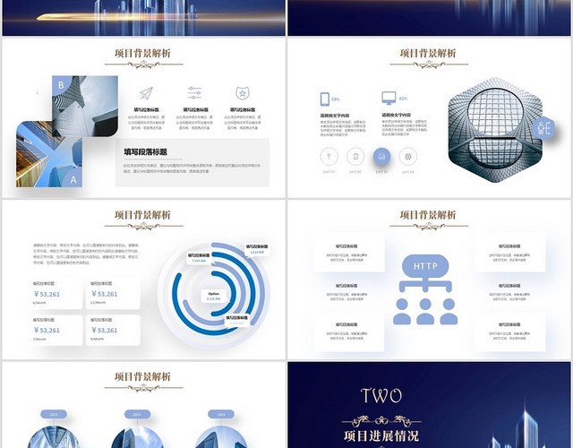 蓝色大气稳重城市商务风项目汇报工作总结PPT