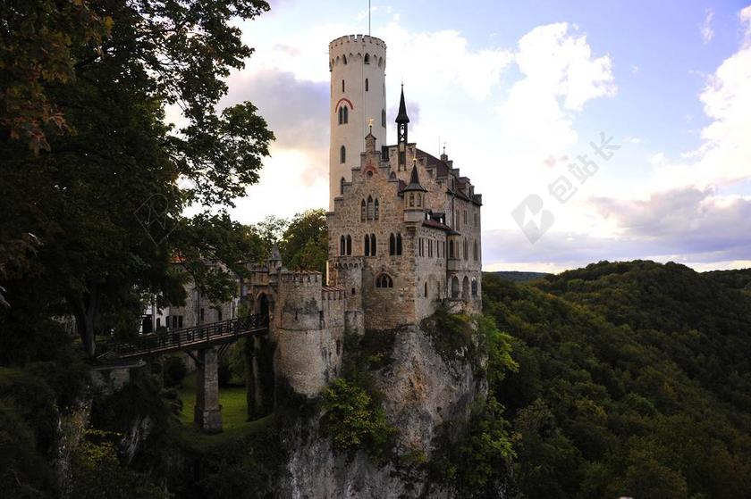 城堡 塔 堡垒 中世纪 城堡的城堡 德国 墙 利希滕斯坦城堡