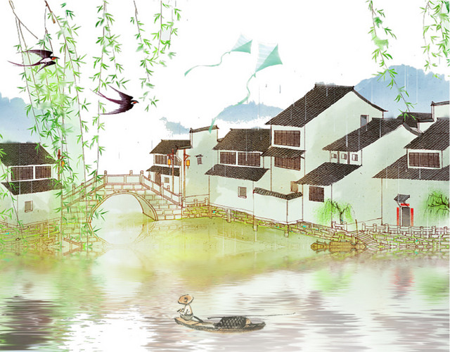 清新文艺清明节海报插画
