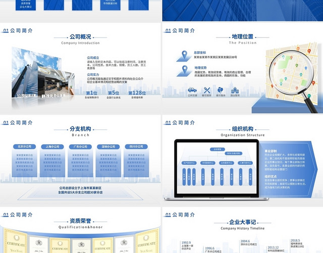 蓝色商务风公司产品介绍汇报PPT模板