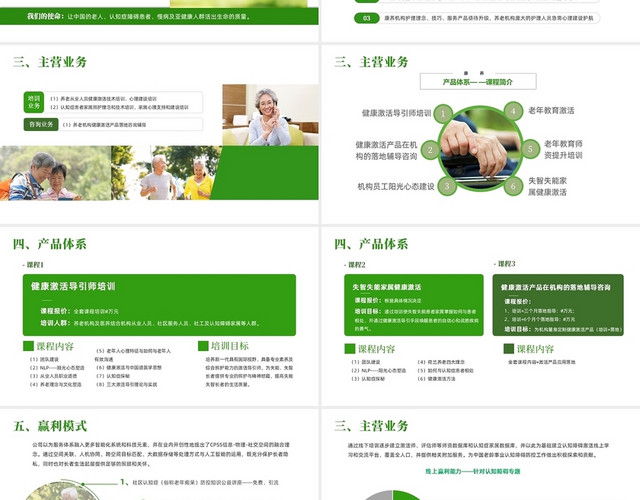 绿色商务风格商业计划书微立体智慧养老PPT