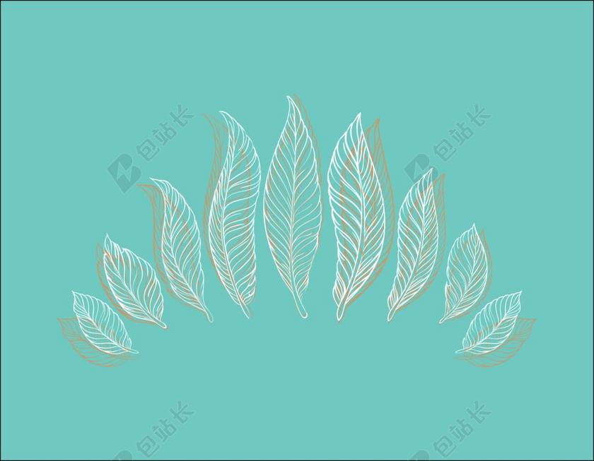 蓝色艺术魅力蓝色背景下大小羽毛艺术创作绘画背景图片